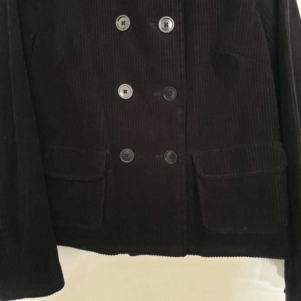 Vintage Gap Blazer Jacket Corduroy Double Breasted Lined Black Womens Medium Y2K - Picture 4 of 11